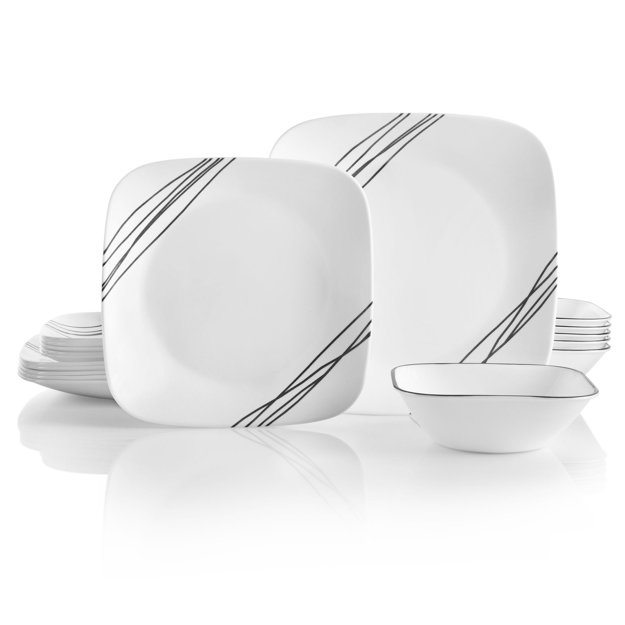 Corelle® Square Simple Sketch 18-piece Dinnerware Set. Service for 6 - Image 3