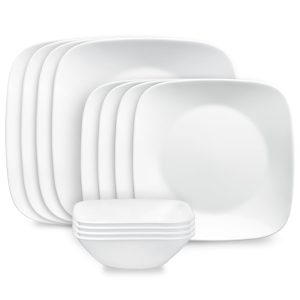 Corelle® Square™ Pure White 12-piece Dinnerware Set. Service for 4