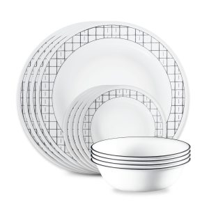 Corelle® Delicate Grid 12-piece Dinnerware Set. Service for 4