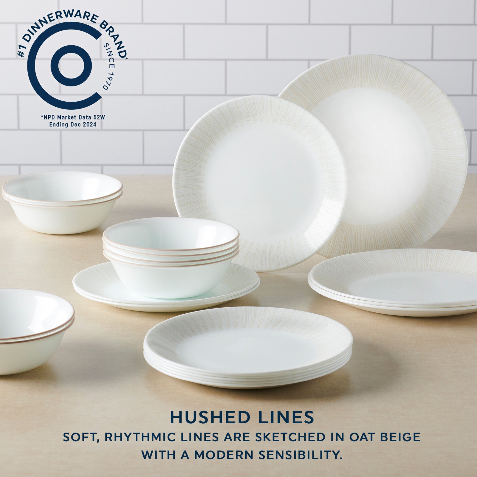 Corelle® Hushed Lines 12-piece Dinnerware Set. Service for 4 - Image 3