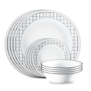 Corelle® Delicate Grid 18-piece Dinnerware Set. Service for 6